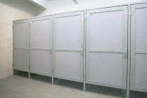 На фото: Сантехнические перегородки